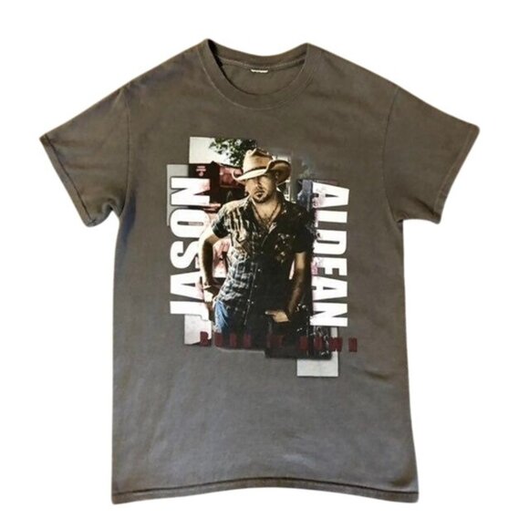Jason Aldean Burn It Down 2015 Tour Shirt Women’s Small/Medium? Gray Tee Used - Picture 4 of 7